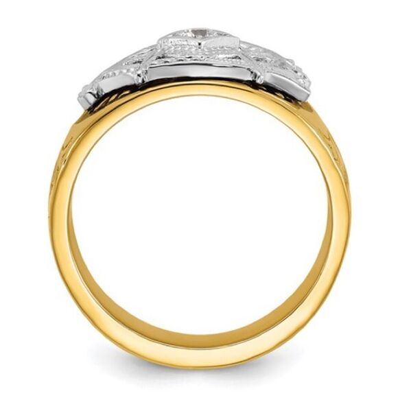 10k Gold Men's Diamond Blue Lodge Masonic Ring: A Symbol of Brotherhood - Picture 3 of 8
